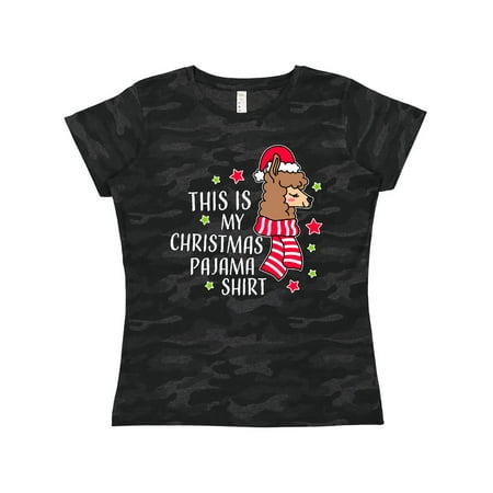Inktastic This is My Christmas Pajama Shirt with Llama Women s T-Shirt