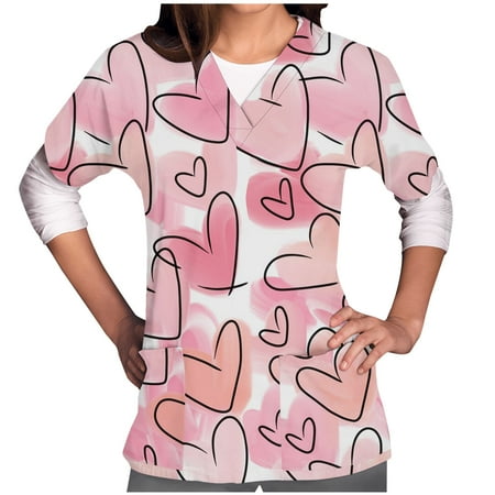 Qiaocaity Women Tops Summer Valentine s Day Print Scrub Tops Working Uniform with Pocket Medical Scrub Top V-Neck Short Sleeve Tops 2023 Savings Clearance! Pink L
Qiaocaity Women Tops Summer Valentine s Day Print Scrub Tops Working Uniform with Pocket Medical Scrub Top V-Neck Short Sleeve Tops 2023 Savings Clearance! Pink L