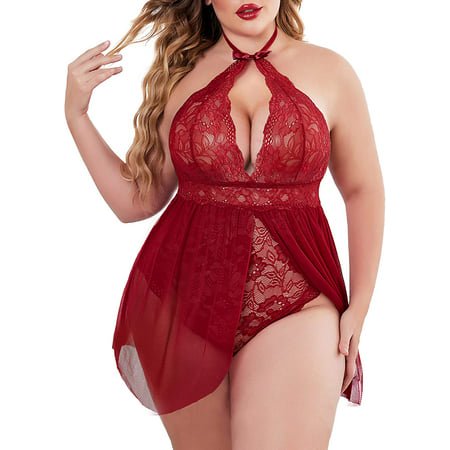 Plus Size Babydoll Lingerie for Women Lace Snap Crotch Nighty With Choker Nightwear Mesh Sleepwear (Wine Red XL)
Plus Size Babydoll Lingerie for Women Lace Snap Crotch Nighty With Choker Nightwear Mesh Sleepwear (Wine Red XL)