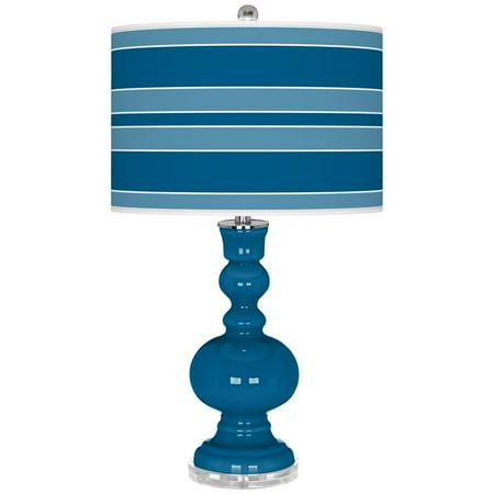 Color + Plus Mykonos Blue Bold Stripe Apothecary Table Lamp