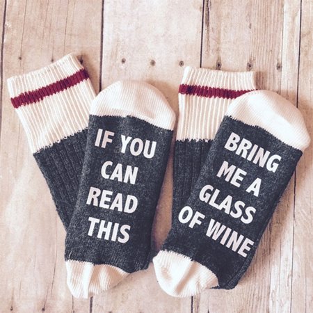Ocuuer Splicing Letter Cotton Socks Couple Unisex Calf Length Socks (Dark Grey)