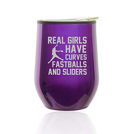 Stemless Wine Tumbler Coffee Travel Mug Glass With Lid Real Girls Curves Softball (Royal Purple)
Stemless Wine Tumbler Coffee Travel Mug Glass With Lid Real Girls Curves Softball (Royal Purple)