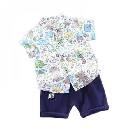Malisata Cotton Boys Summer Short Sleeve Cartoon Coconut Tree Dinosaur Print Standing Collar Shirt 2 Piece Single Breasted + Shorts
Malisata Cotton Boys Summer Short Sleeve Cartoon Coconut Tree Dinosaur Print Standing Collar Shirt 2 Piece Single Breasted + Shorts