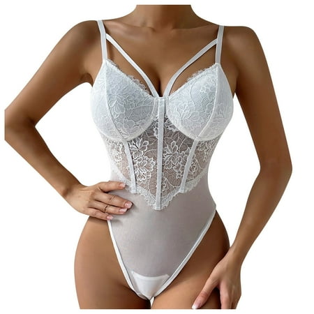 QWERTYU Womens Snap Crotch Teddy Strappy Bodysuit Babydoll Sexy Mesh Sleepwear Lingerie One Piece White M
QWERTYU Womens Snap Crotch Teddy Strappy Bodysuit Babydoll Sexy Mesh Sleepwear Lingerie One Piece White M