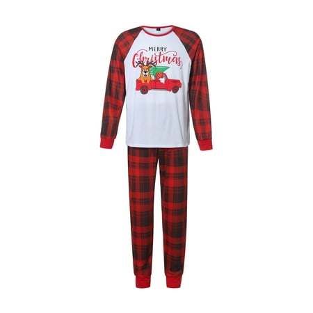 Binpure Parent-Child Christmas Pajamas Cartoon Tops with Plaid Pants/Jumpsuit