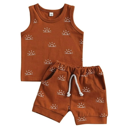 DNDKILG Newborn Infant Toddler Baby Kids Children Child Boy Outfits Clothing Set Tank Top and Shorts Set Sleeveless Summer Brown 0-3Y
DNDKILG Newborn Infant Toddler Baby Kids Children Child Boy Outfits Clothing Set Tank Top and Shorts Set Sleeveless Summer Brown 0-3Y
