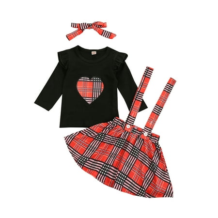 Xiaoluokaixin Girls Heart Long Sleeve T-shirt Plaid Suspender Skirt+Headband
Xiaoluokaixin Girls Heart Long Sleeve T-shirt Plaid Suspender Skirt+Headband