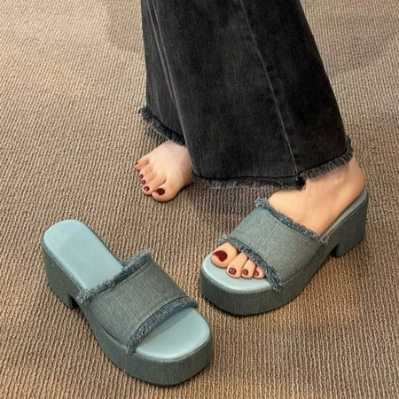 Women s Open Toe Platform Wedge- Fish Mouth Thick Sole Casual Sandals Blue Size 6.5
Women s Open Toe Platform Wedge- Fish Mouth Thick Sole Casual Sandals Blue Size 6.5