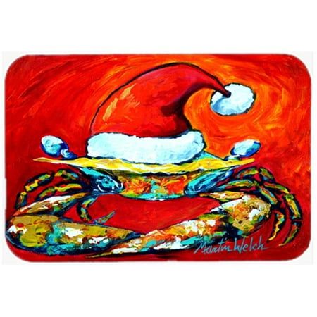 Crab in Santa Hat Santa Claws Glass Cutting Board Large Size
