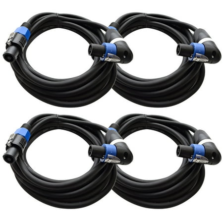 Seismic Audio (4) 15' Foot Speakon to Right Angle Speakon PA DJ SPEAKER CABLES Black - TW12SRT15-4Pack Seismic Audio (4) 15' Foot Speakon to Right Angle Speakon PA DJ SPEAKER CABLES Black - TW12SRT15-4Pack