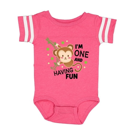 Inktastic I m One and Having Fun with Monkey Gift Baby Boy or Baby Girl Bodysuit