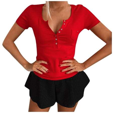 Maternity Blouses Women s Casual Slim Short-Sleeved V-Neck Button T-Shirt With Short Sleeves Fashion Button T-shirts Maternity Blouses Red M
Maternity Blouses Women s Casual Slim Short-Sleeved V-Neck Button T-Shirt With Short Sleeves Fashion Button T-shirts Maternity Blouses Red M