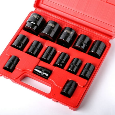 15 Piece 1/2 Drive Shallow Air Impact Socket Set Mm Metric Mechanic