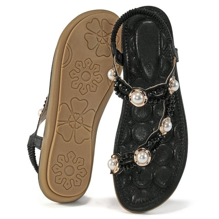 Atoshopce Women Summer Black Flat Sandals Casual Rhinestone Pearl Beach Sandals
Atoshopce Women Summer Black Flat Sandals Casual Rhinestone Pearl Beach Sandals