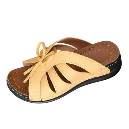 SEAOPEN Womens Slides Sandals Hollow Wedge Sandals Open Toe Orthopedic Arch Support Slip-on Slippers Comfortable Wedge Platform Casual Walking Sandals Yellow7
SEAOPEN Womens Slides Sandals Hollow Wedge Sandals Open Toe Orthopedic Arch Support Slip-on Slippers Comfortable Wedge Platform Casual Walking Sandals Yellow7