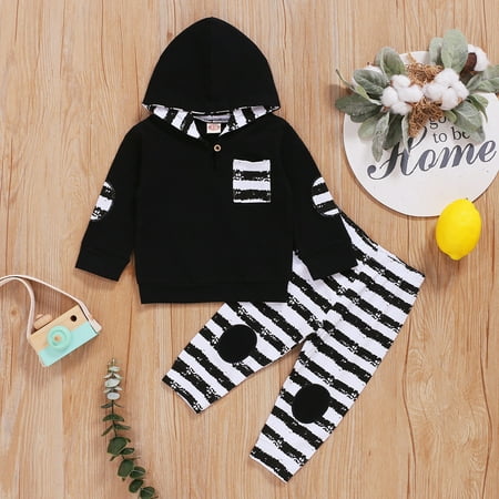 RPVATI Newborn Infant Baby Toddler Clothes Long Sleeve Hooded Hoodie + Striped Pants Set 2 Pieces Fall Winter Outfits Set
RPVATI Newborn Infant Baby Toddler Clothes Long Sleeve Hooded Hoodie + Striped Pants Set 2 Pieces Fall Winter Outfits Set