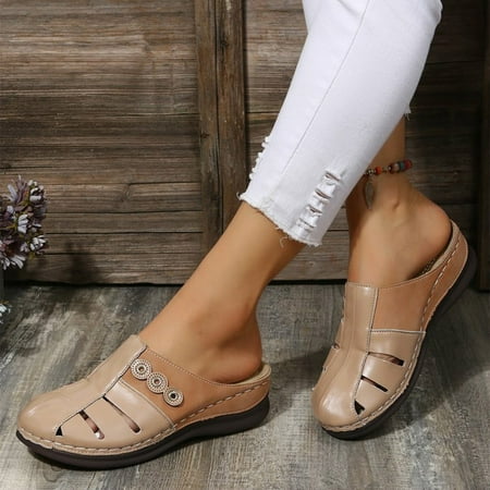 Aayomet Flat Sandals for Women Fashion Summer Women s Sandals Solid Color Wedge Heel Thick Sole Round Toe Hollow Breathable Khaki 8
Aayomet Flat Sandals for Women Fashion Summer Women s Sandals Solid Color Wedge Heel Thick Sole Round Toe Hollow Breathable Khaki 8