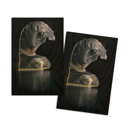 Cat and Rat (4x6 Birch Wood Postcards 2-Pack Stationary Rustic Home Wall Decor)