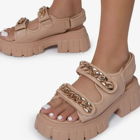〖Yilirongyumm〗 Beige 39 Sandals Women Breathable Sandals Outdoor Fashion Women s Casual Leisure Shoes Thick-Soled Women s Sandals