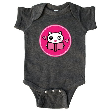 Inktastic Reading Gift Cat with Book Gift Baby Girl Bodysuit