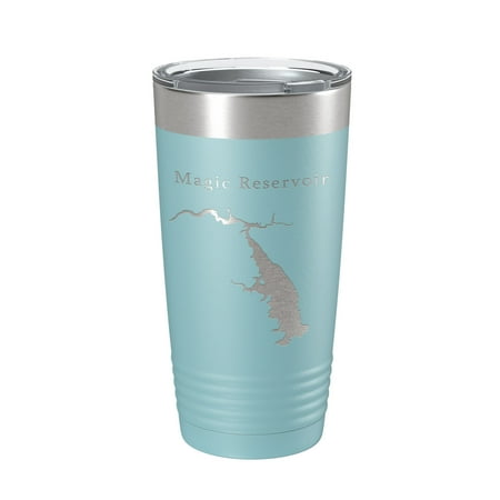 Magic Reservoir Tumbler Lake Map Travel Mug Insulated Laser Engraved Coffee Cup Idaho 20 oz Light Blue