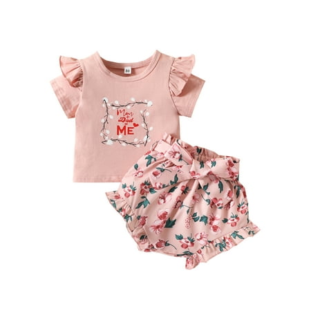 Calsunbaby Toddler Baby Girls Shorts Outfits Short Sleeve Letter Printed T-Shirt + Floral Pattern Shorts with Belt Pink 18-24 Months
Calsunbaby Toddler Baby Girls Shorts Outfits Short Sleeve Letter Printed T-Shirt + Floral Pattern Shorts with Belt Pink 18-24 Months