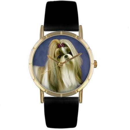 Whimsical Watches Unisex Saint Bernard Photo Watch with Black Leather