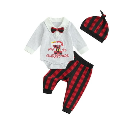 Qtinghua 3Pcs Newborn Baby Boys Christmas Outfits Long Sleeve Bow Tie Romper+Pants+Hat Gentleman Clothes Light Gray 0-3 Months
Qtinghua 3Pcs Newborn Baby Boys Christmas Outfits Long Sleeve Bow Tie Romper+Pants+Hat Gentleman Clothes Light Gray 0-3 Months