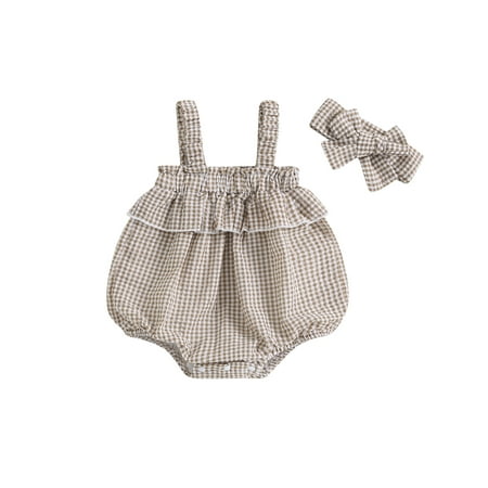 Calsunbaby Newborn Baby Girl Summer Outfit Sleeveless Plaid Romper with Summer Infant Toddler Clothes for Casual Daily 
Calsunbaby Newborn Baby Girl Summer Outfit Sleeveless Plaid Romper with Summer Infant Toddler Clothes for Casual Daily