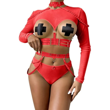 ZRBYWB Women Lingerie Women Fashionable Long Sleeve Strap Contrast Mesh Stitching Underwear
ZRBYWB Women Lingerie Women Fashionable Long Sleeve Strap Contrast Mesh Stitching Underwear