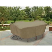 Modern Leisure Basics Outdoor Rect Oval Patio Table Chairs Set Cover 115 L X 76 D X 30 H Khaki Walmart Com Walmart Com