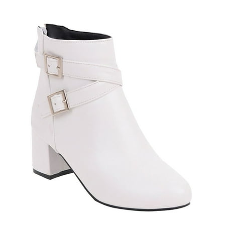 Daznico Boots for Women Women Thick Heel Short Boots Belt Buckle Mid Heel Side Zipper Boots (Color: White Size: 9 )
Daznico Boots for Women Women Thick Heel Short Boots Belt Buckle Mid Heel Side Zipper Boots (Color: White Size: 9 )