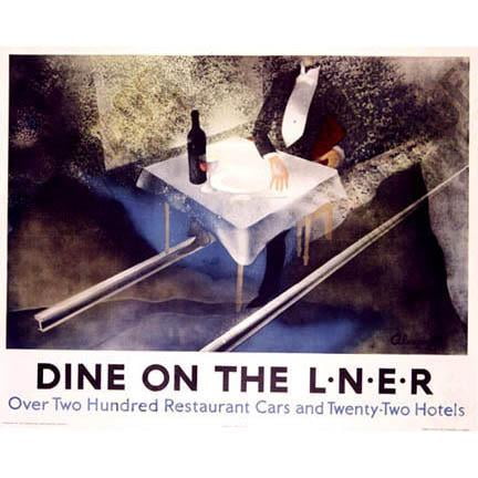 ArteHouse Fine Art Print "Dine on the L.N.E.R. Ad" by Artist Alexander Alexeieff, Archival Paper, 44" x 60"