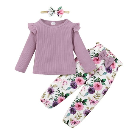 Mikrdoo Baby Girls Outfits Ruffle Sleeve Floral Print Pants For Winter Headband 3Pcs OOTD Purple 3-4 Years
Mikrdoo Baby Girls Outfits Ruffle Sleeve Floral Print Pants For Winter Headband 3Pcs OOTD Purple 3-4 Years
