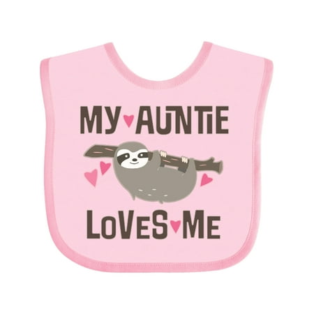 Inktastic My Auntie Loves Me Niece Sloth Gift Baby Girl Bib