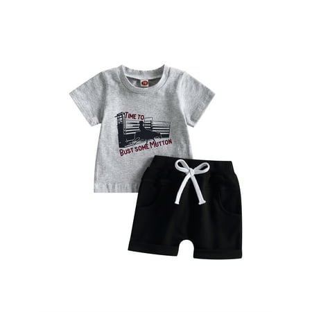 Wassery Western Toddler Baby Boys Summer Outfits 0-3T Casual Letter Print Short Sleeve T-shirt Rolled Hem Elastic Shorts Set
Wassery Western Toddler Baby Boys Summer Outfits 0-3T Casual Letter Print Short Sleeve T-shirt Rolled Hem Elastic Shorts Set