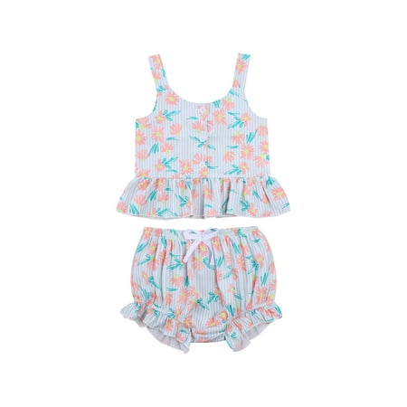 EYIIYE Baby Girls Summer Small Daisy Print Camisole Tops Shorts Set