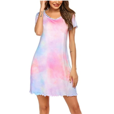 Womens Sleepwear Short Sleeve Ruffle Loungewear Nightgown Soft Sleeping Dress Please buy one or two sizes up
Womens Sleepwear Short Sleeve Ruffle Loungewear Nightgown Soft Sleeping Dress Please buy one or two sizes up