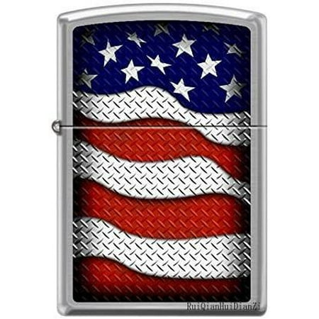 United States Flag Brushed Chrome Lighter 0598
