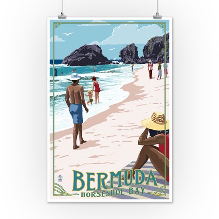 Bermuda - Horseshoe Bay Beach Scene - Lantern Press Artwork (12x18 Art Print, Wall Decor Travel Poster)
