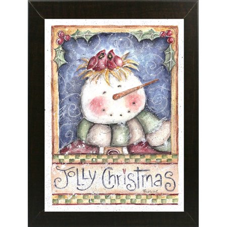Jolly Christmas Snowman-SHERAS116710 Print 11"x8" by Shelly Rasche in a Affordable Brazilian Walnut Medium