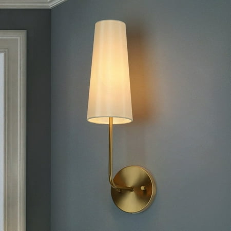 Mid-Century Modern 1-Light Gold Wall Sconces Fabric Bathroom Vanity Lights - 4.7 L x 7 W x 17.5 H
Mid-Century Modern 1-Light Gold Wall Sconces Fabric Bathroom Vanity Lights - 4.7 L x 7 W x 17.5 H