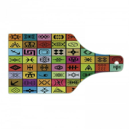 Prehistoric Cutting Board Elements Collage in Colorful Squares Aboriginal Symbolic Decorative Tempered Glass Cutting and Serving Board Wine Bottle Shape Multicolor by Ambesonne
Prehistoric Cutting Board Elements Collage in Colorful Squares Aboriginal Symbolic Decorative Tempered Glass Cutting and Serving Board Wine Bottle Shape Multicolor by Ambesonne