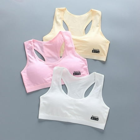 Girls Cami Racerback Sports Training Bra 8-10 10-12 Padded 3 Pack
