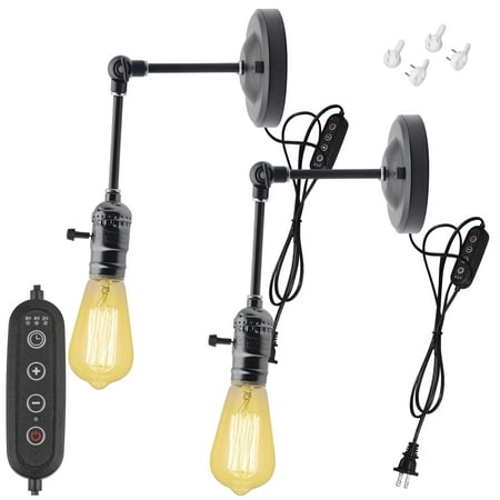 FSLiving Auto Antique Black Pearl Metal Wall Sconce with Dimmable and Timer 5.9ft Plug in Cord Adjustable Angle Wall Lamp Lighting Fixture Small Nightstand Light for Dresser Bedroom - 2 Lights
FSLiving Auto Antique Black Pearl Metal Wall Sconce with Dimmable and Timer 5.9ft Plug in Cord Adjustable Angle Wall Lamp Lighting Fixture Small Nightstand Light for Dresser Bedroom - 2 Lights