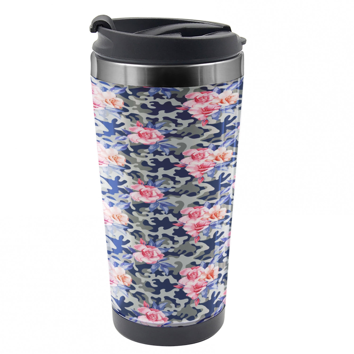 Camo Travel Mug Pink Roses Retro Camo Steel Thermal Cup Oz By