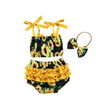 Diconna Summer Clothes Sunflower Sleeveless Halter Top Short Pants Headband Outfits
Diconna Summer Clothes Sunflower Sleeveless Halter Top Short Pants Headband Outfits
