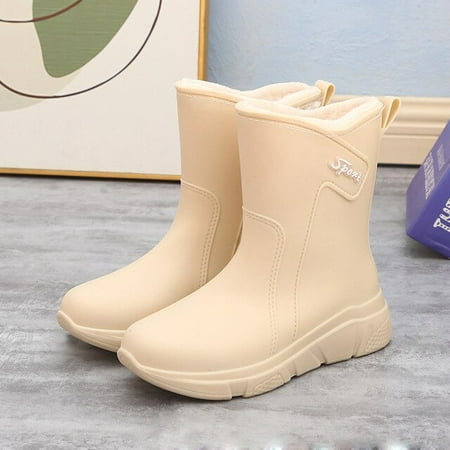 

Fashion Women‘s Rain Boots Mid-Tube Rain Boots PVC Thick-Soled Outer Wear Non-Slip Rubber Shoes Waterproof Outdoor Shoes 36-40