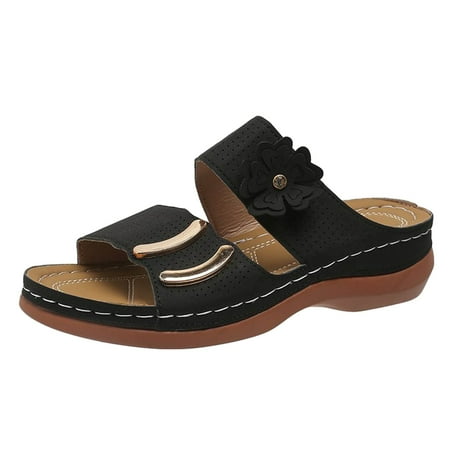 ZIZOCWA Comfort Sandals Women Women S Casual Flat Sandals Pu Leather Vintage Floral Sandals Comfortable Women Walking Slippers Black Size8
ZIZOCWA Comfort Sandals Women Women S Casual Flat Sandals Pu Leather Vintage Floral Sandals Comfortable Women Walking Slippers Black Size8