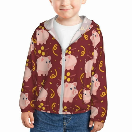 Sun Hoodie for Kids Cute Pig with Coins Long Sleeve Swim Fishing Shirts Sun Protection Zip Up Jacket Clothing Athletic Hoodie 
Sun Hoodie for Kids Cute Pig with Coins Long Sleeve Swim Fishing Shirts Sun Protection Zip Up Jacket Clothing Athletic Hoodie